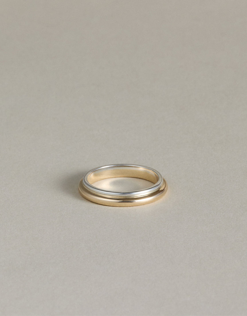 Mixed Metal Column Stack Ring, Gold with Silver