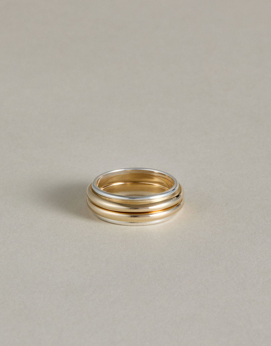 Mixed Metal Column Stack Ring, Gold with Silver