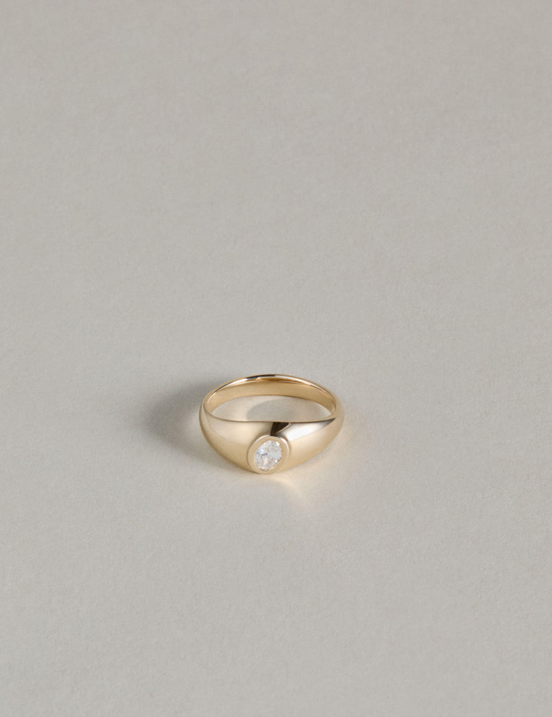 Baby Tilt Signet Ring with Diamond