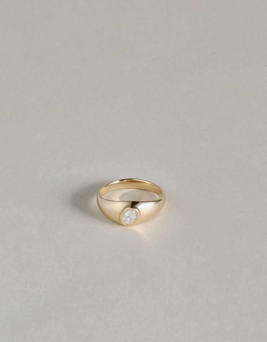 Baby Tilt Signet Ring with Diamond