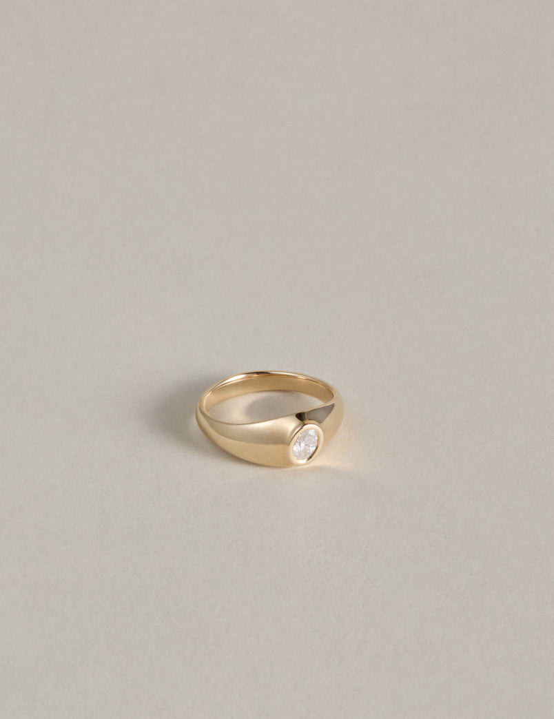 Baby Tilt Signet Ring with Diamond