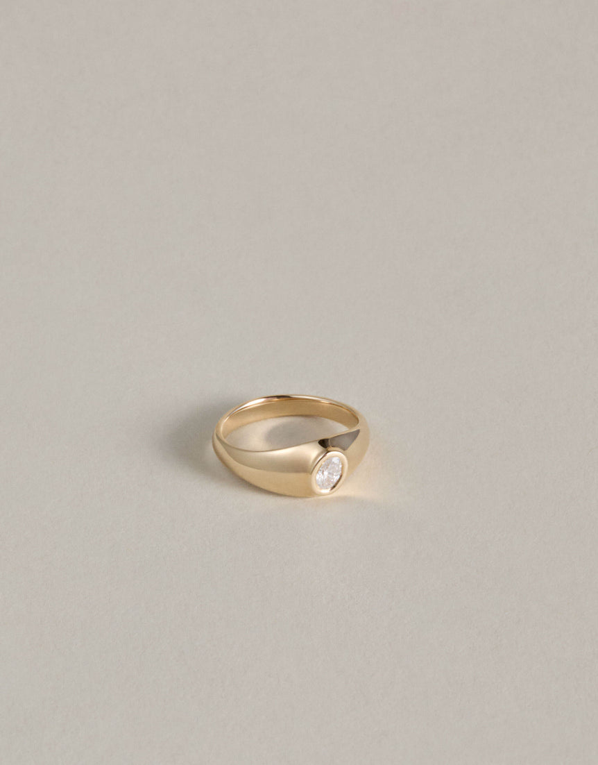 Baby Tilt Signet Ring with Diamond