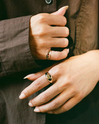 Baby Tilt Signet Ring with Garnet