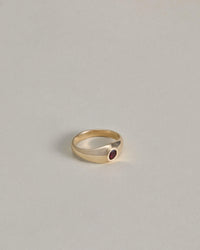 Baby Tilt Signet Ring with Garnet
