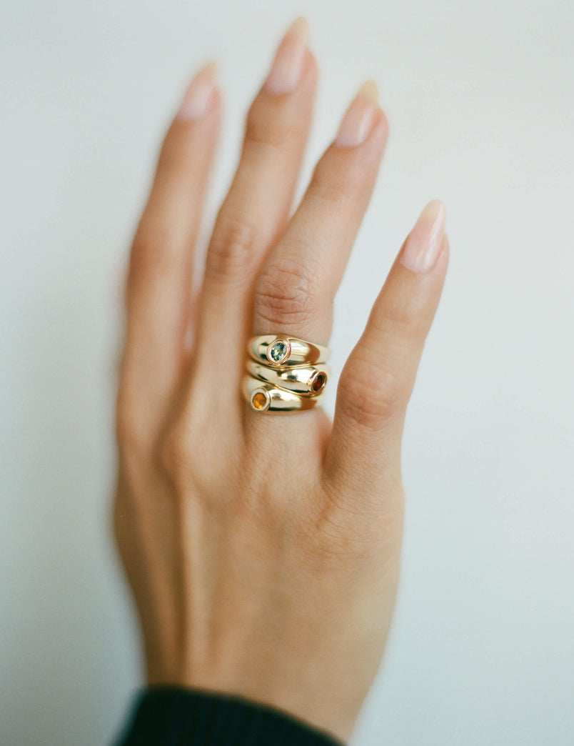 Baby Tilt Signet Ring with Garnet
