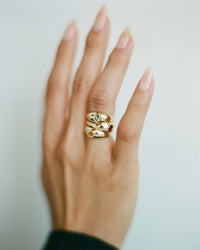 Baby Tilt Signet Ring with Garnet