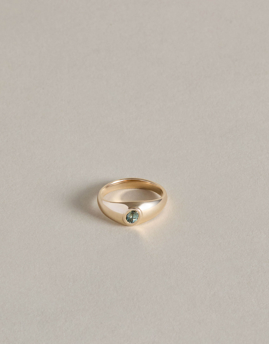 Baby Tilt Signet Ring with Teal Sapphire