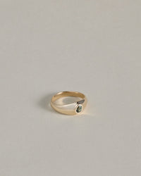 Baby Tilt Signet Ring with Teal Sapphire