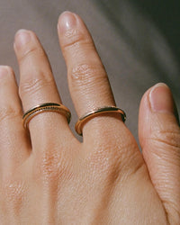 Column Stack Rings with Pavé Diamonds