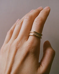 Column Stack Rings with Pavé Diamonds