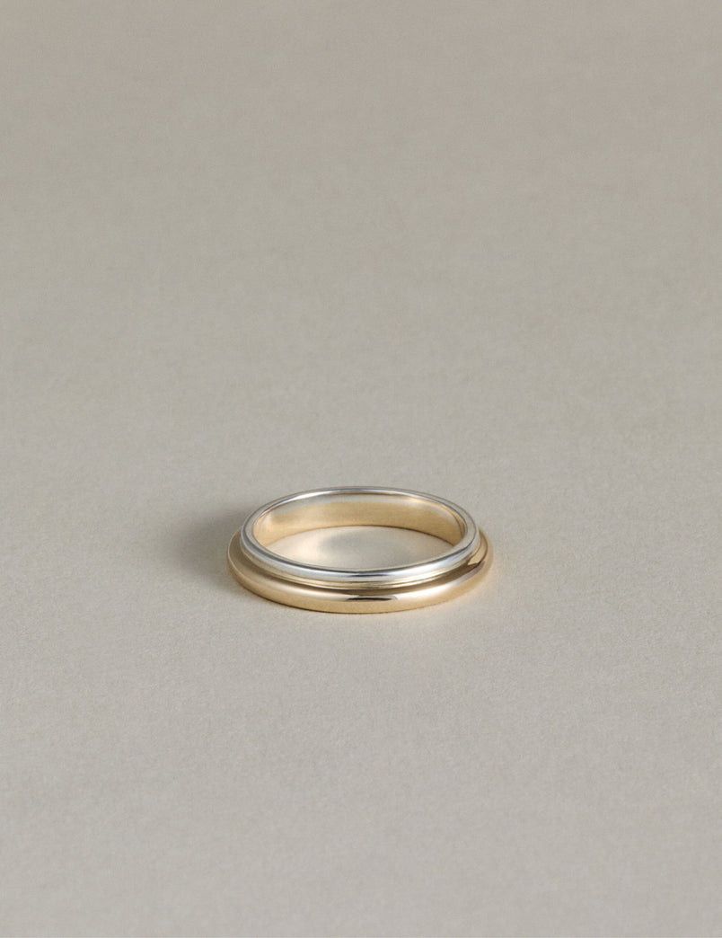 Mixed Metal Column Stack Ring, Gold with Silver