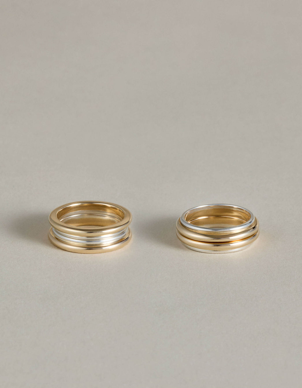 Mixed Metal Column Stack Ring, Gold with Silver