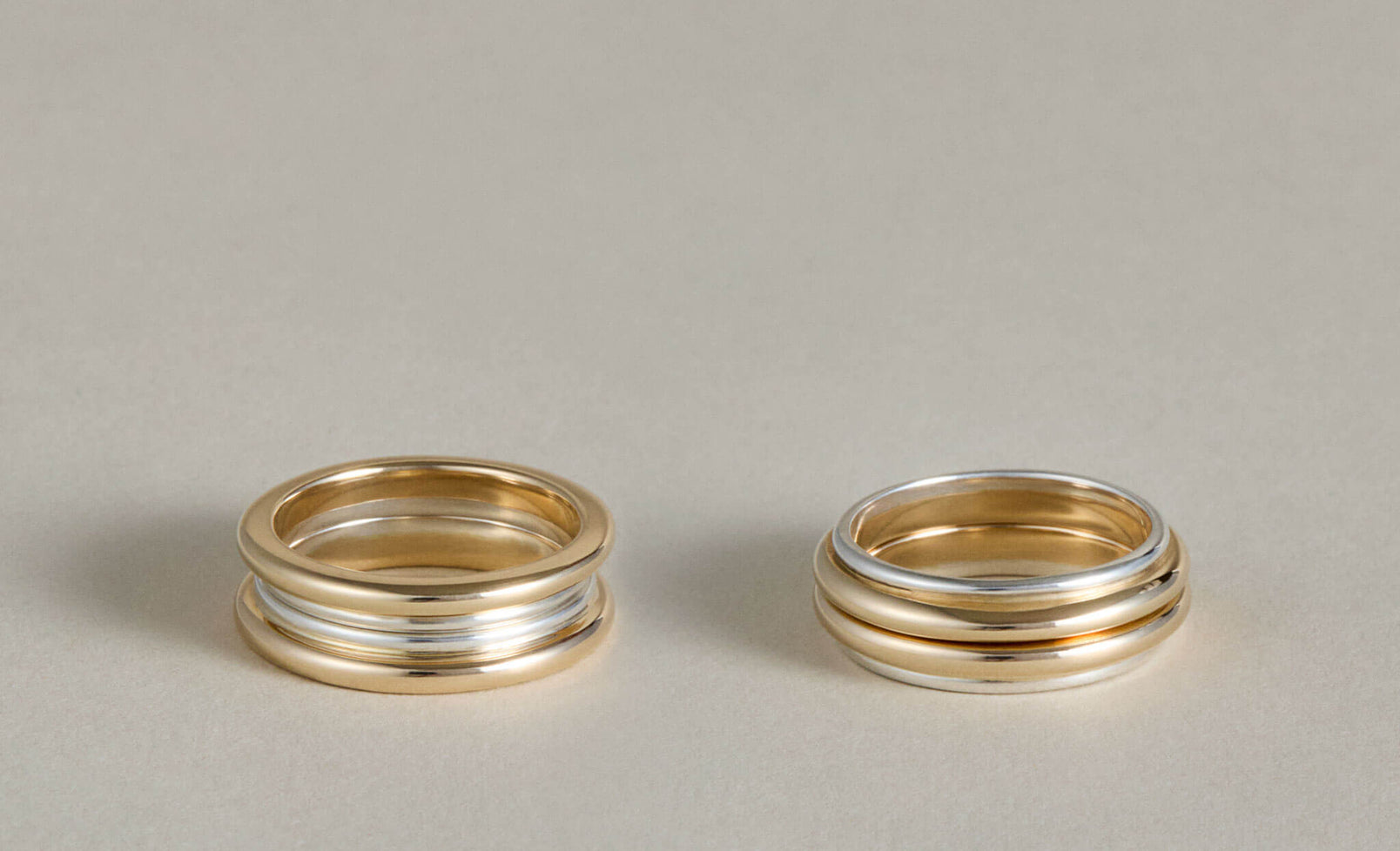 Mixed Metal Column Stack Ring, Gold with Silver