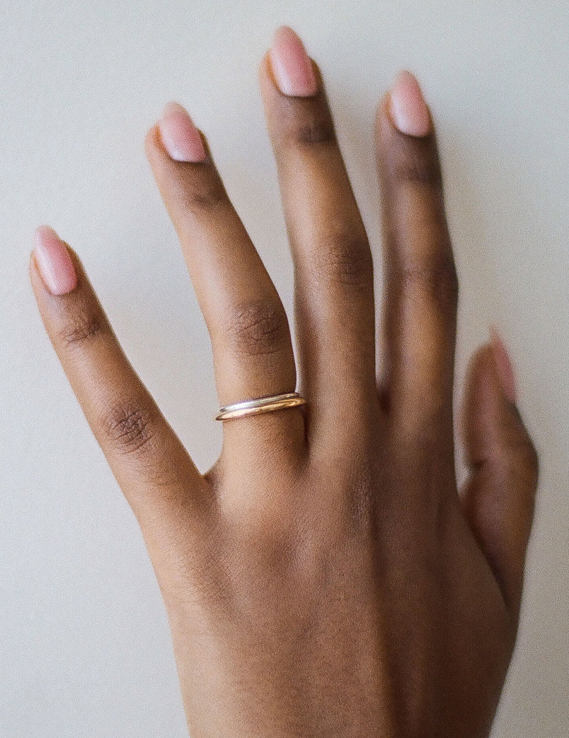 Mixed Metal Column Stack Ring, Gold with Silver