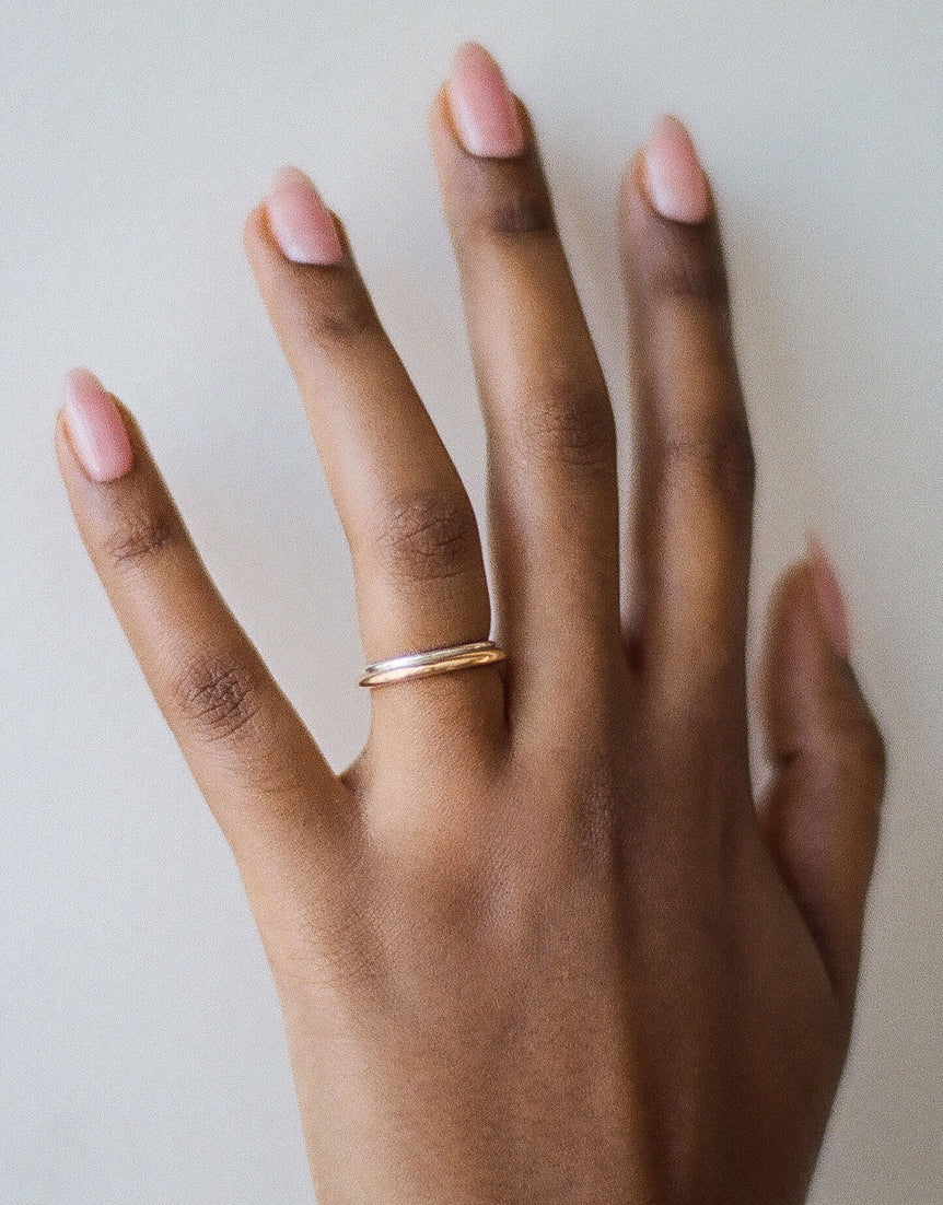 Mixed Metal Column Stack Ring, Gold with Silver