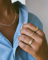 Mixed Metal Column Stack Ring, Gold with Silver