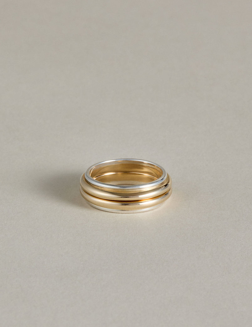 Mixed Metal Column Stack Ring, Gold with Silver
