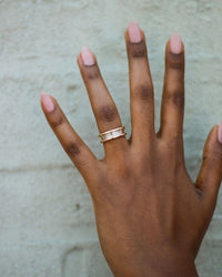 Mixed Metal Column Stack Ring, Gold with Silver