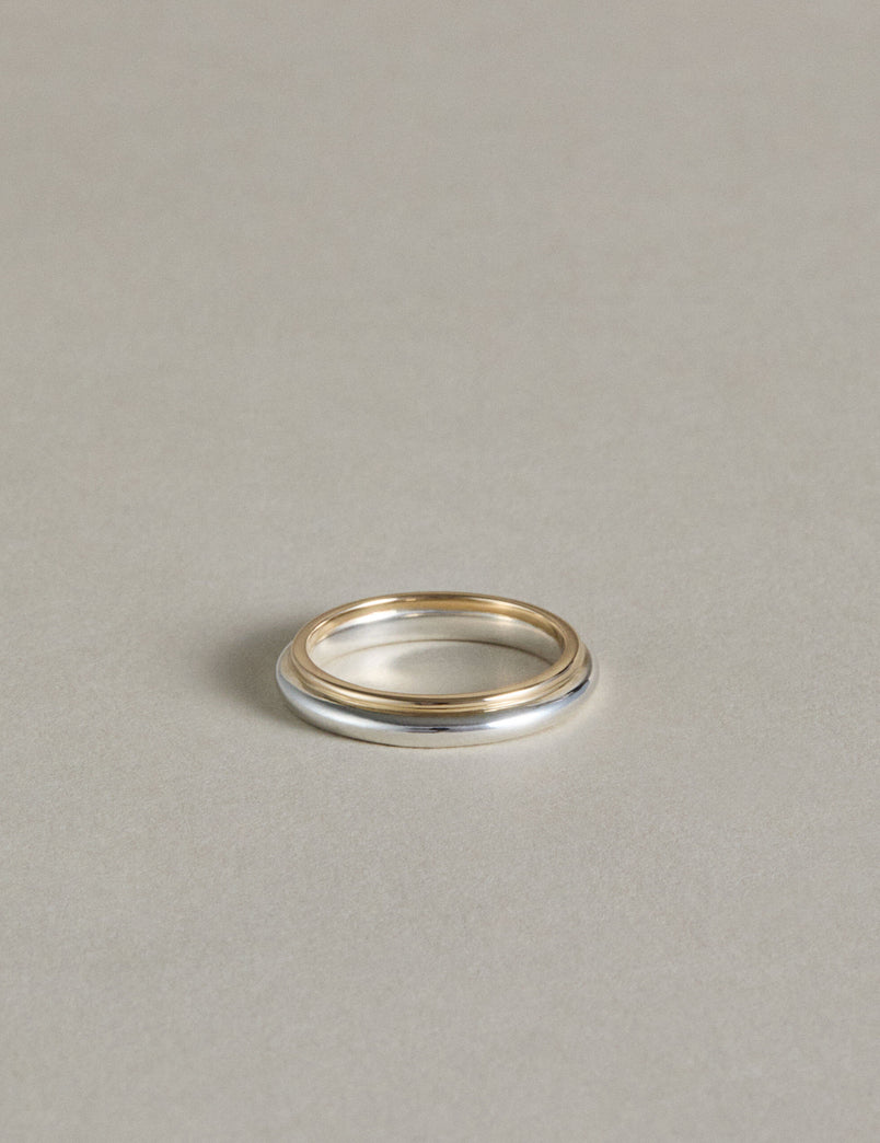 Mixed Metal Column Stack Ring, Silver with Gold