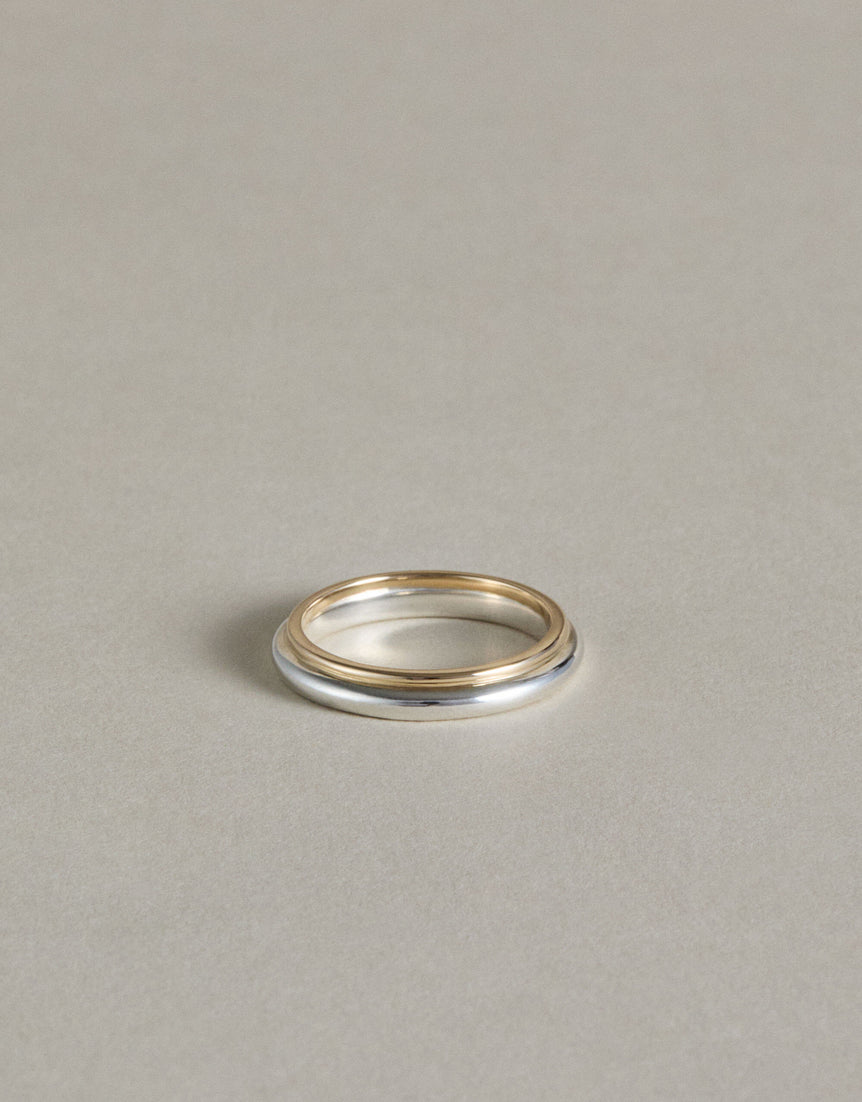 Mixed Metal Column Stack Ring, Silver with Gold