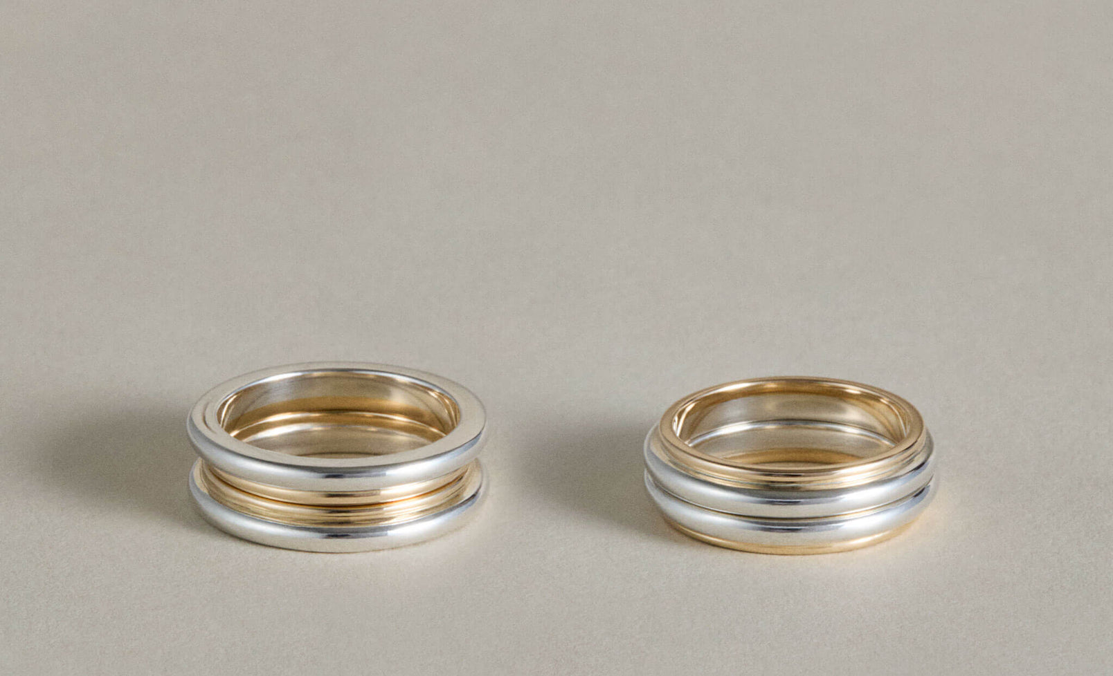 Mixed Metal Column Stack Ring, Silver with Gold