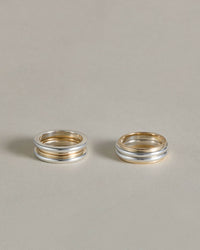 Mixed Metal Column Stack Ring, Silver with Gold