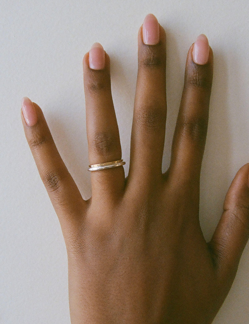 Mixed Metal Column Stack Ring, Silver with Gold