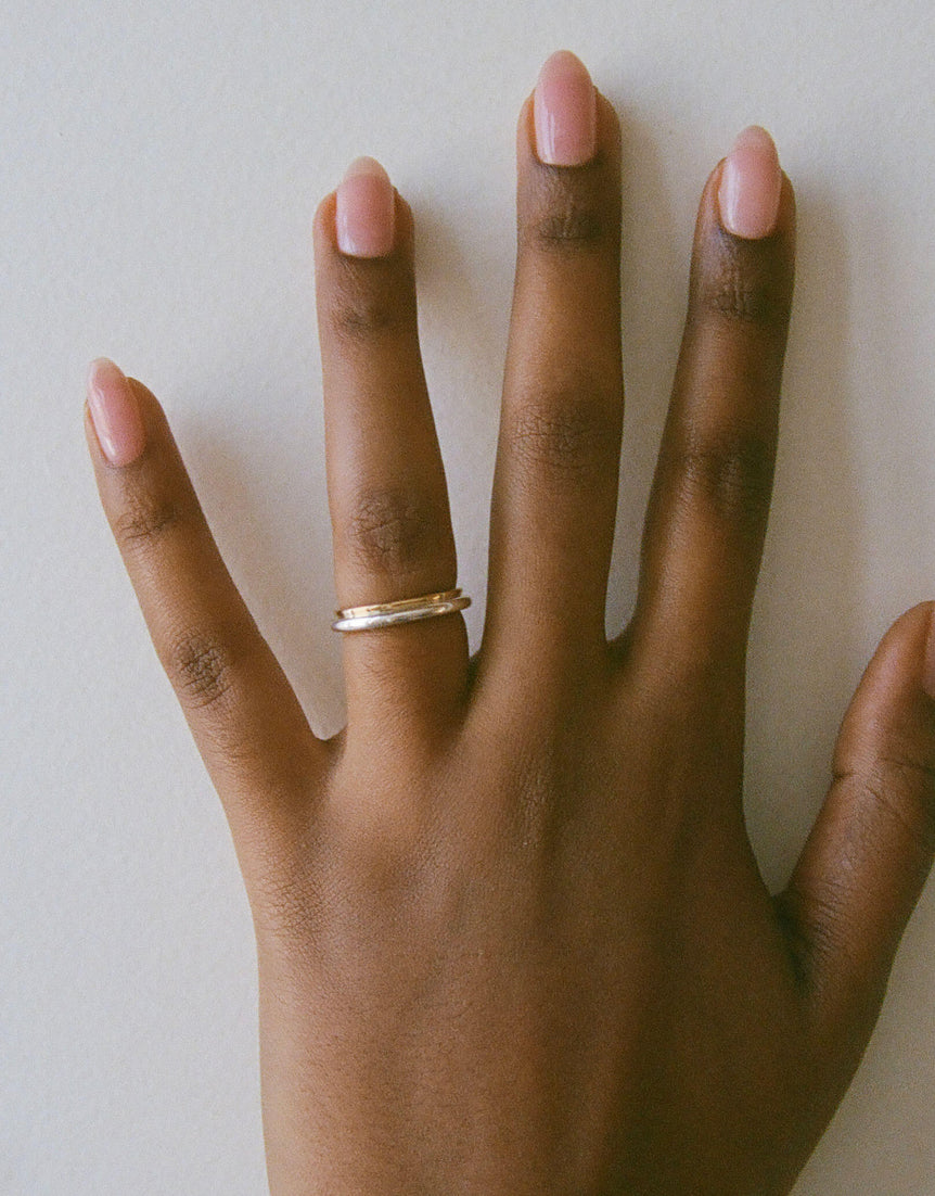 Mixed Metal Column Stack Ring, Silver with Gold