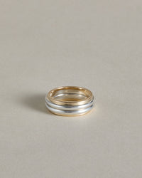 Mixed Metal Column Stack Ring, Silver with Gold