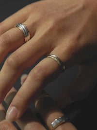 Mixed Metal Column Stack Ring, Silver with Gold