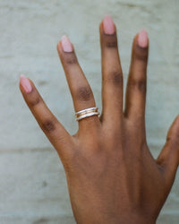Mixed Metal Column Stack Ring, Silver with Gold