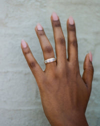Mixed Metal Column Stack Ring, Silver with Gold