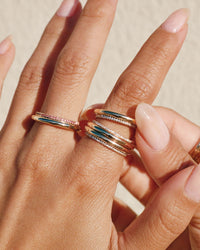 Column Stack Ring with Pavé Diamonds