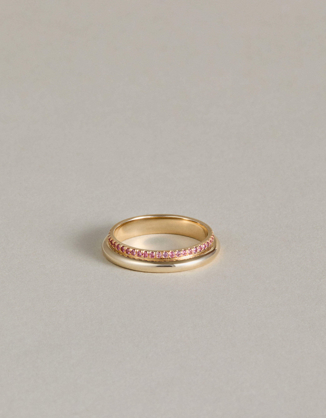 Column Stack Ring with Pavé Rubies