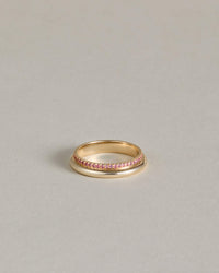Column Stack Ring with Pavé Rubies