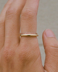 Column Stack Ring with Pavé Rubies
