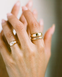 Column Stack Ring with Pavé Rubies