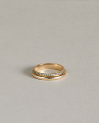 Column Stack Ring with Pavé Teal Sapphires