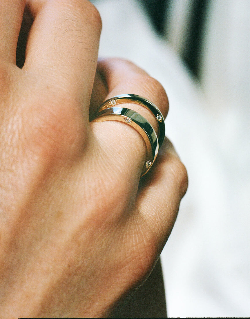 Side Set Compass Ring, Wide