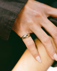 Baby Tilt Signet Ring with Garnet