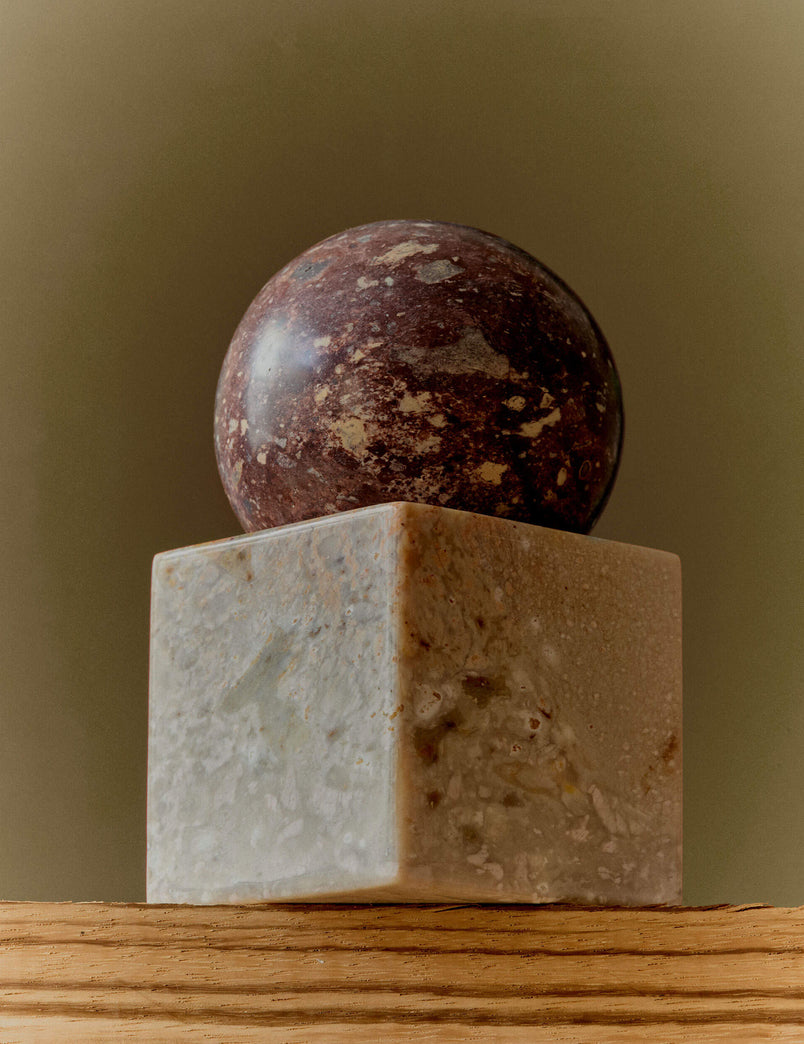 Stone Vessel, Burgundy Soapstone + Cream Soapstone