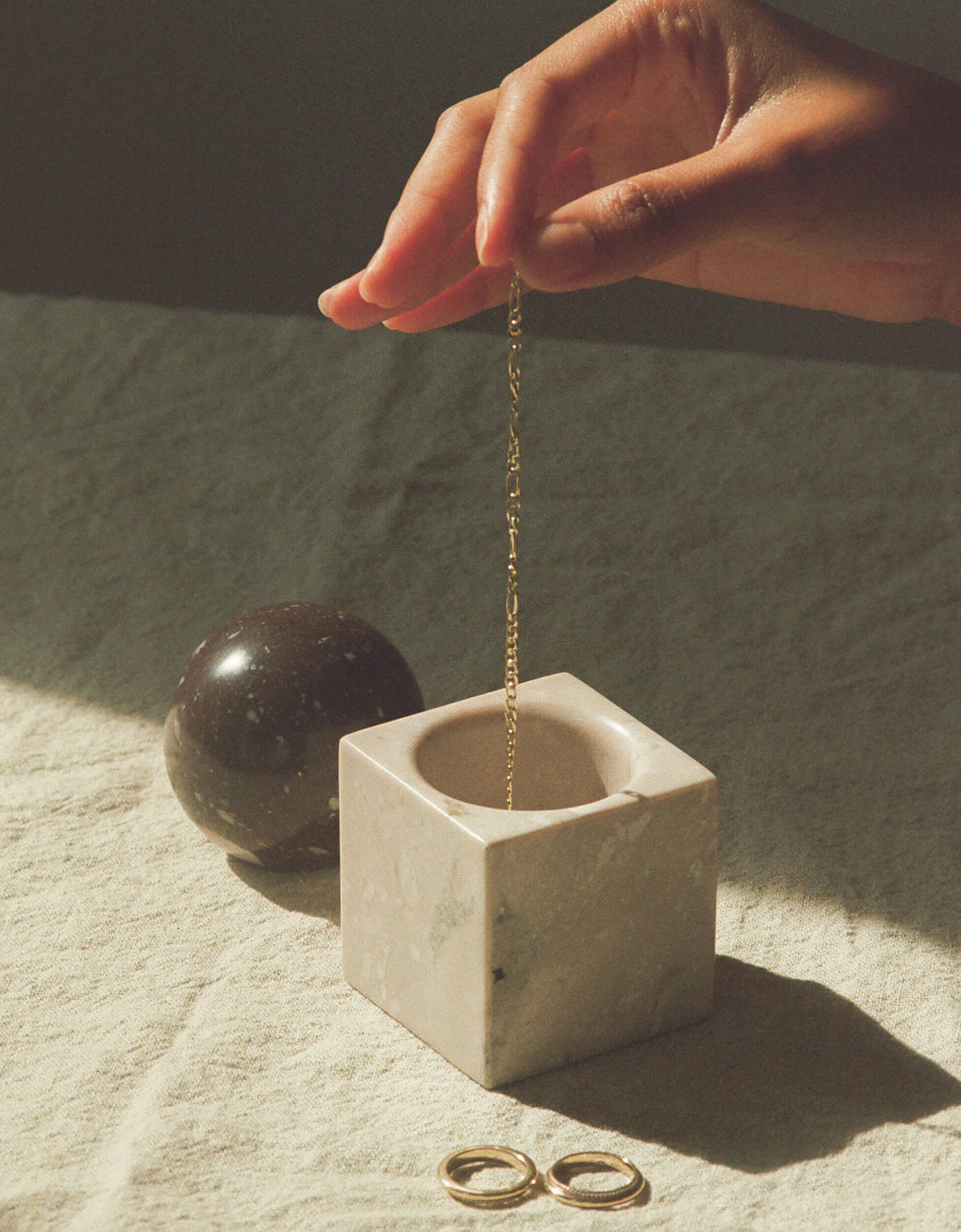 Stone Vessel, Burgundy Soapstone + Cream Soapstone