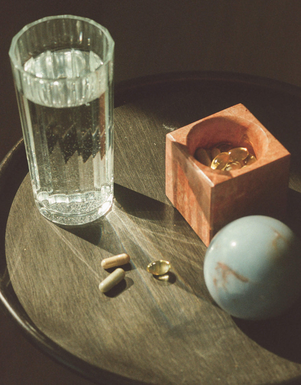 Stone Vessel, Blue Celestine + Orange Jasper