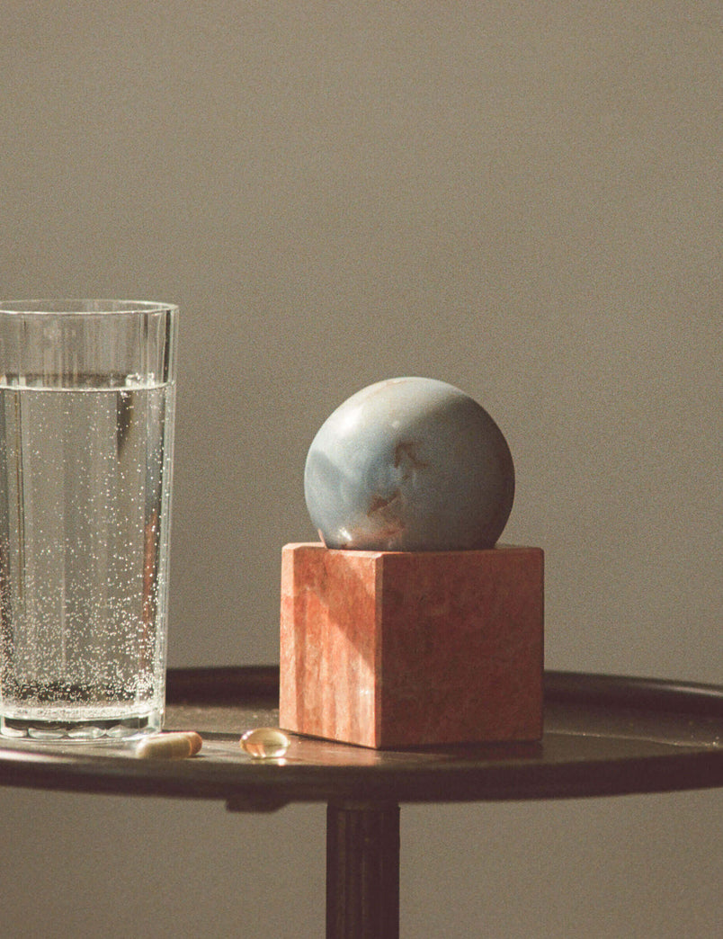 Stone Vessel, Blue Celestine + Orange Jasper