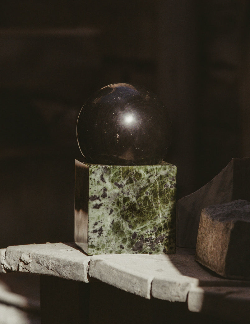 Stone Vessel, Black Onyx + Green Jade