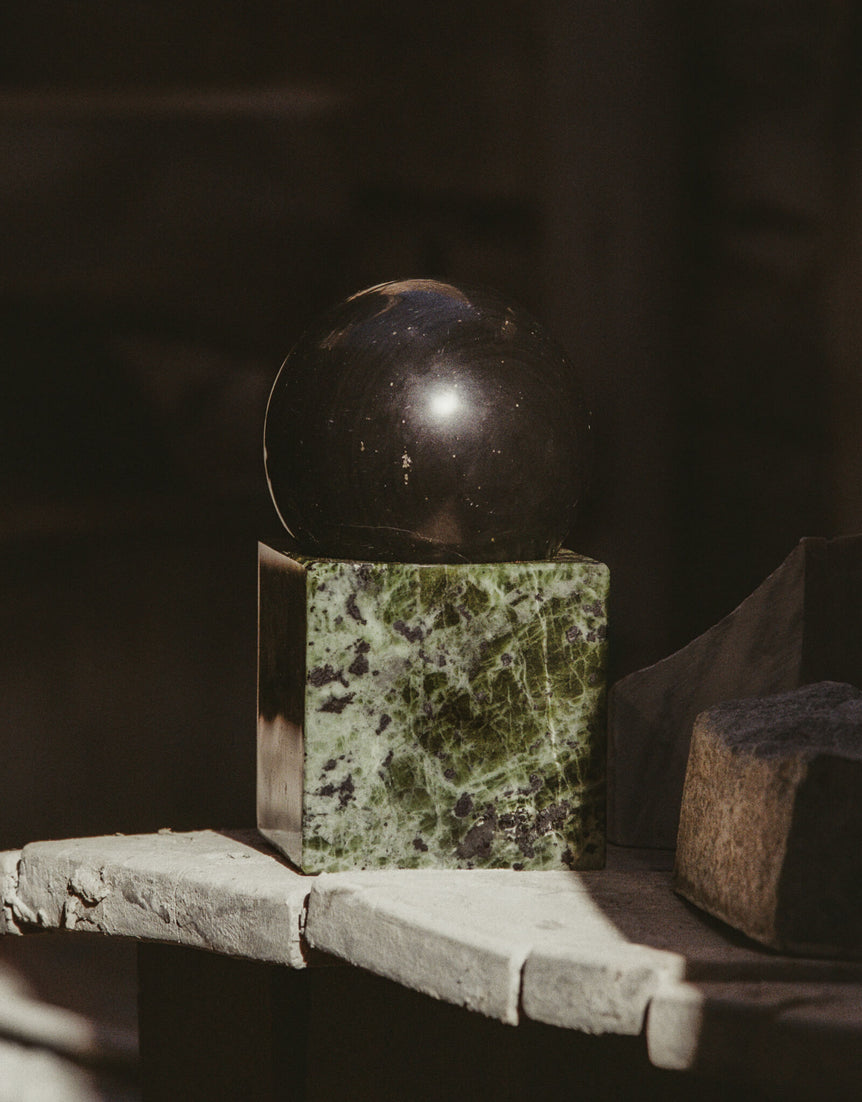 Stone Vessel, Black Onyx + Green Jade